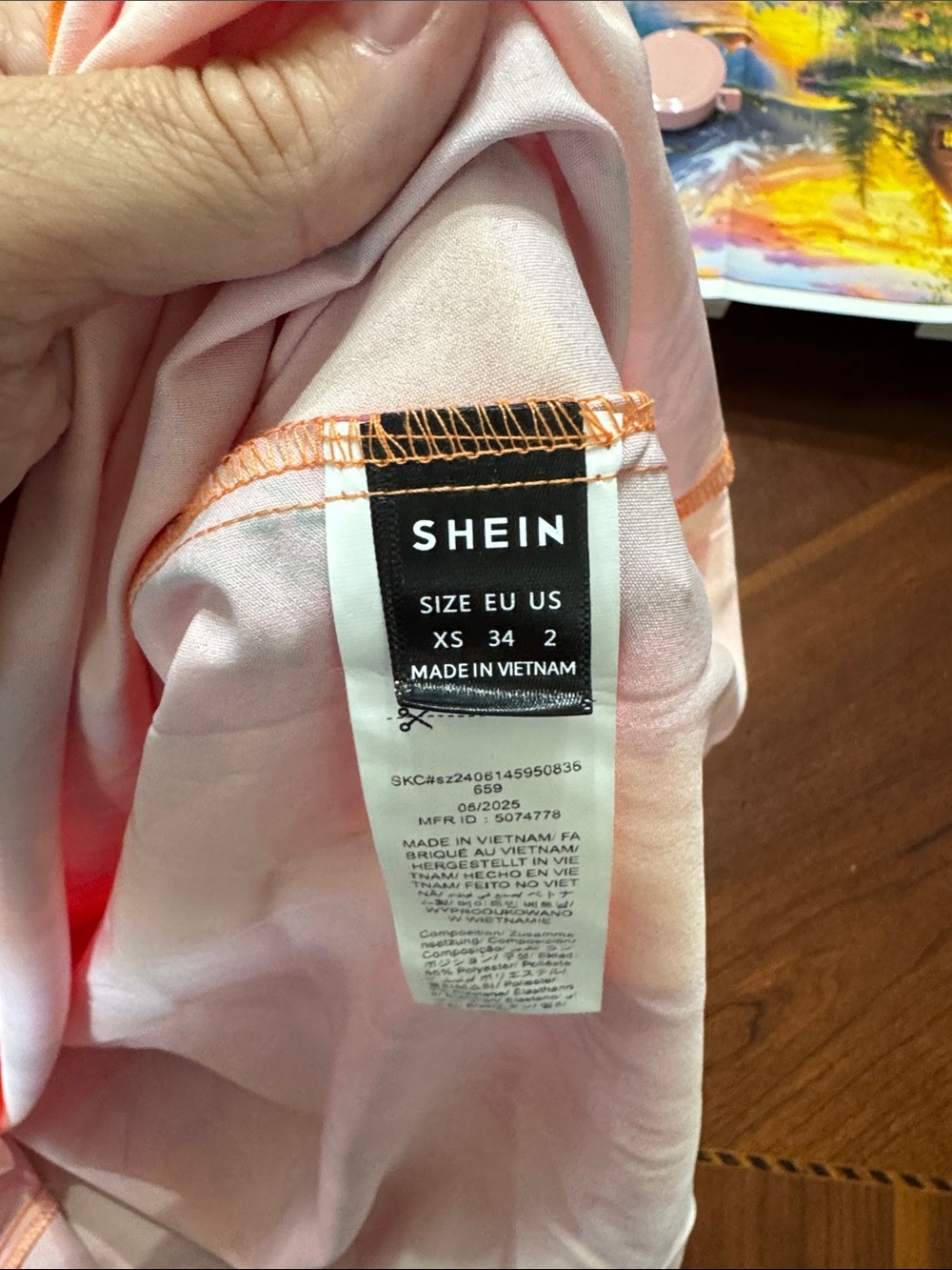 Bright Orange Maxi Dress with Hot Pink Floral Print - Picture 5 of 5